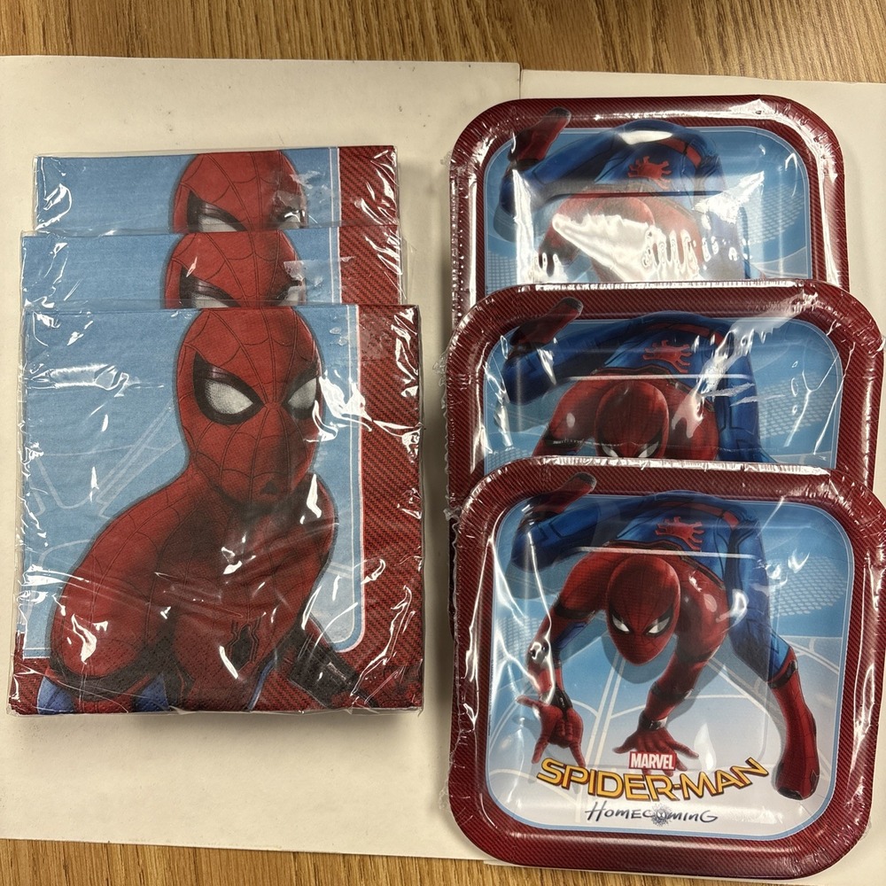 Set 6 Marvel Comics SPIDER-MAN Homecoming 3 16ct Luncheon Napkins 3 8-ct Plates